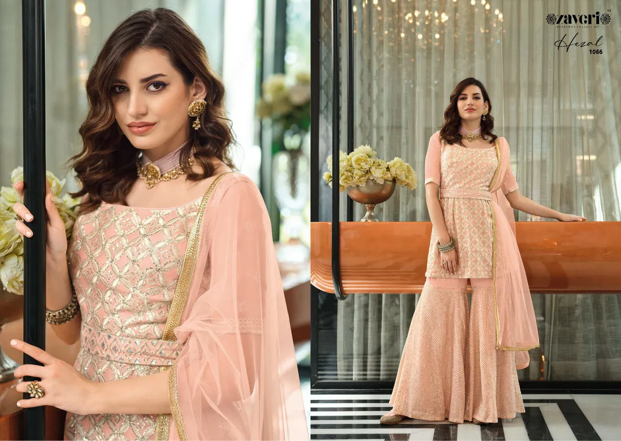 Zaveri Hezal New Heavy Georgette Festive Wear Designer Ready Made Suit Collection